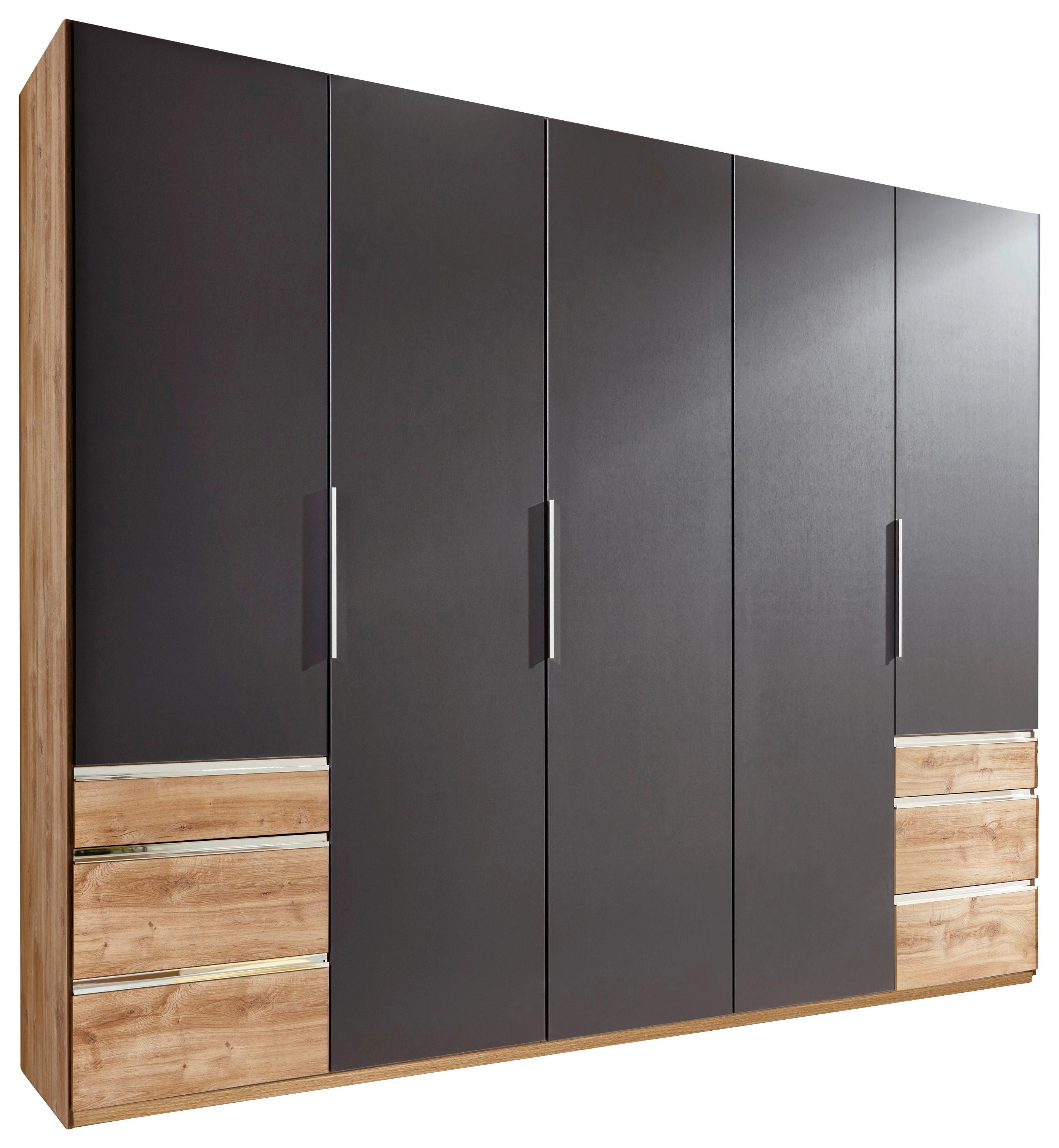 Drehtürenschrank Level 36A ca. 250x216x58cm Graphitfarben - Chromfarben/Eichefarben, MODERN, Holzwerkstoff/Kunststoff (250/216/58cm) - MID.YOU