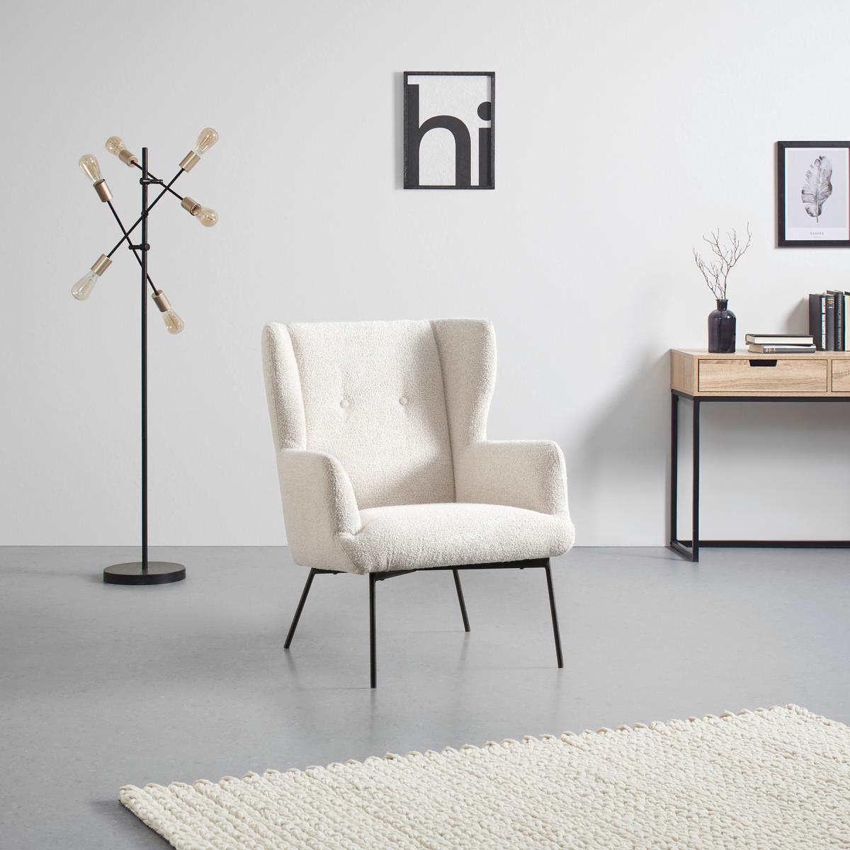 Fotelja Norbi - crna/krem, Natur, drvo/metal (84/95/75cm) - Mömax