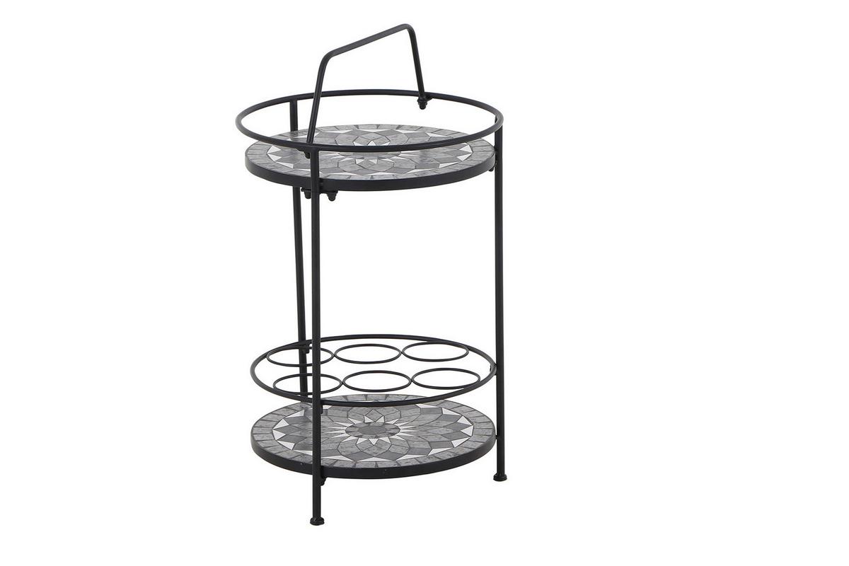 Gartentisch Mosaik ca. 42x74 cm Schwarz - Schwarz, KONVENTIONELL, Keramik/Metall (42/42/74cm) - Siena Garden