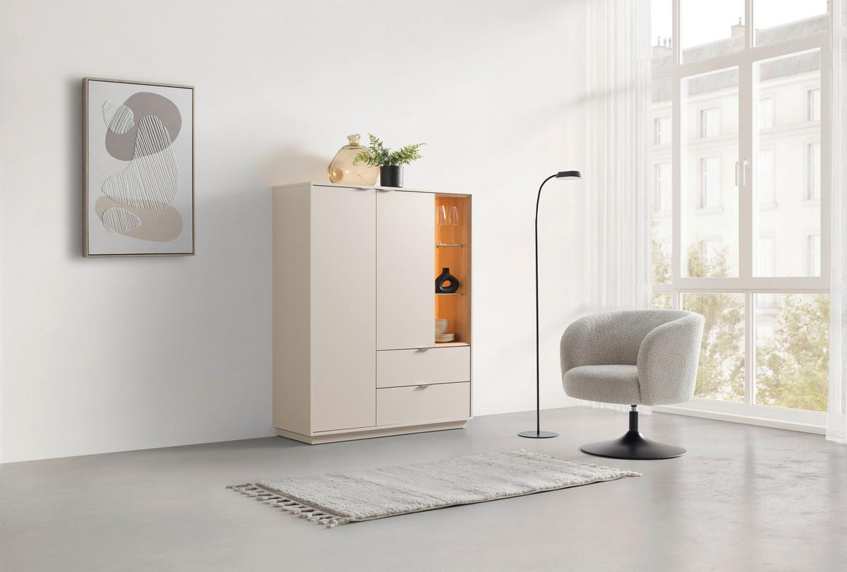 Sideboard Velasca Type 06 Eichefarben/Kaschmir - Kaschmir/Eichefarben, MODERN, Glas/Holzwerkstoff (116,4/141,6/40cm) - Premium Living