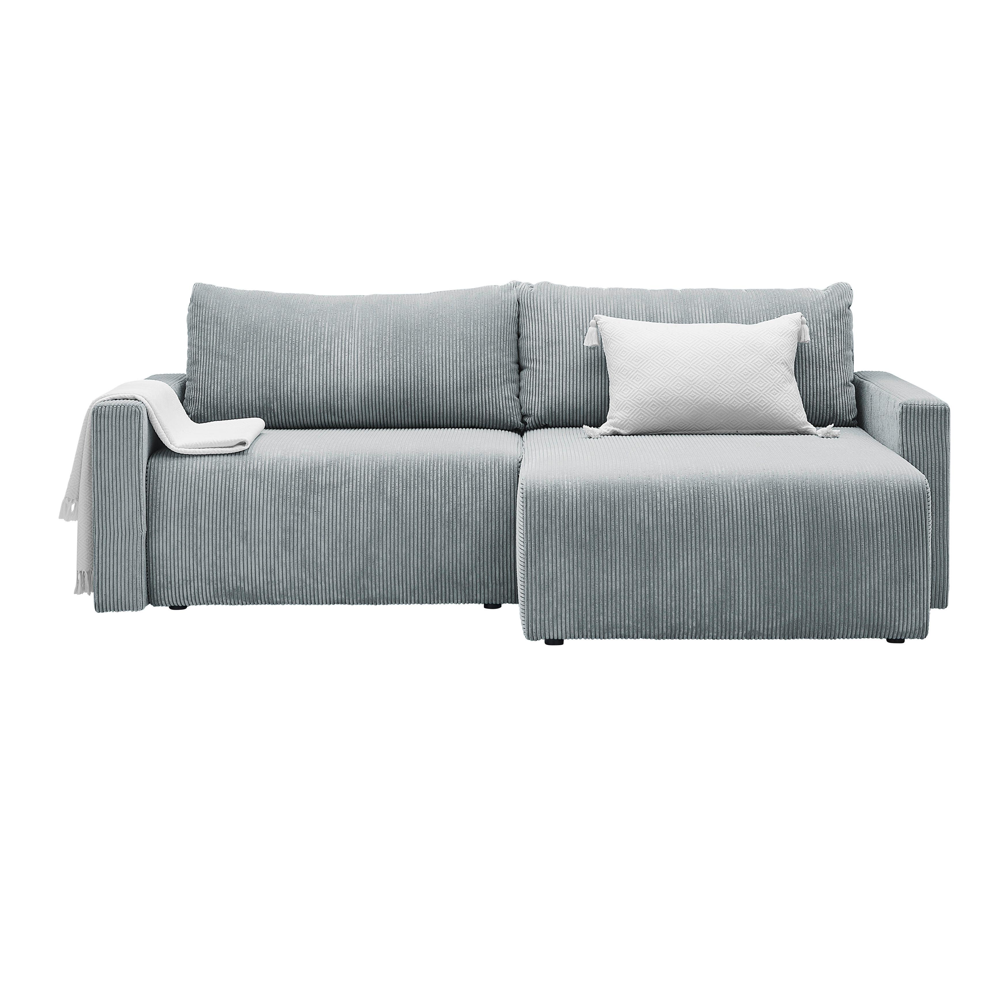 Ecksofa Dios Silberfarben - Silberfarben/Schwarz, MODERN, Holz/Kunststoff (228/91/146cm) - Based