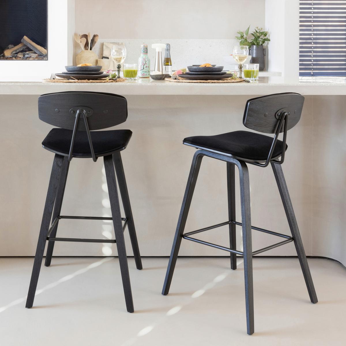 BARHOCKER-SET Senn Schwarz B: 42cm - Schwarz, MODERN, Textil/Metall (42/91/48cm) - Livetastic