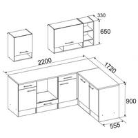 Eckküche Grau/ Eichefarben ca. 220x172 cm - Eichefarben/Grau, MODERN, Holzwerkstoff/Metall (220/172cm) - Respekta
