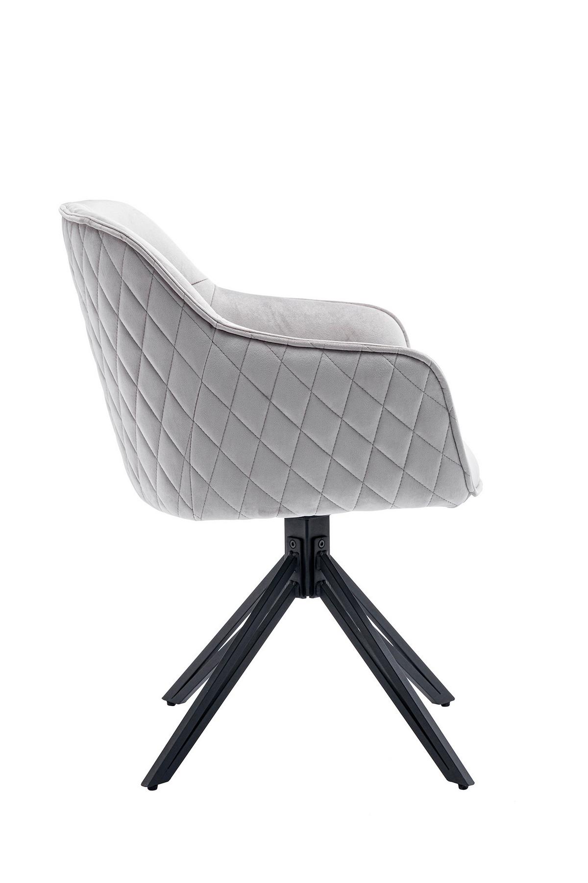 Naslanjač Samt, Svetlo Siva, Vrtljiv - črna/svetlo siva, Moderno, kovina/tekstil (59/83/60cm) - MID.YOU