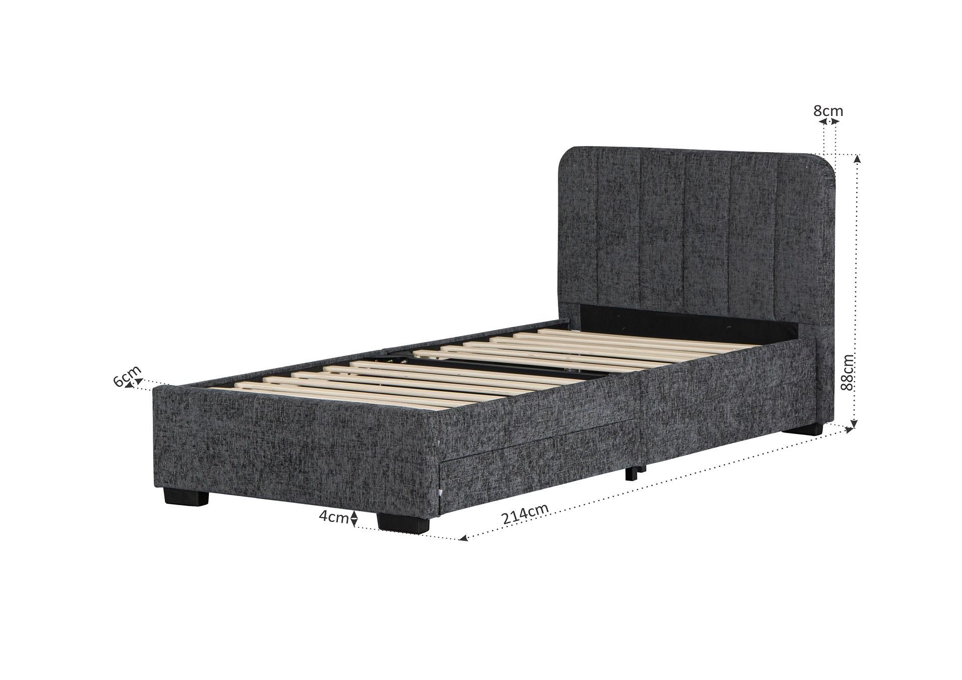 Ágykeret Ágyráccsal Box Space Eco - szürke, Konventionell, faalapú anyag/textil (90/200cm)