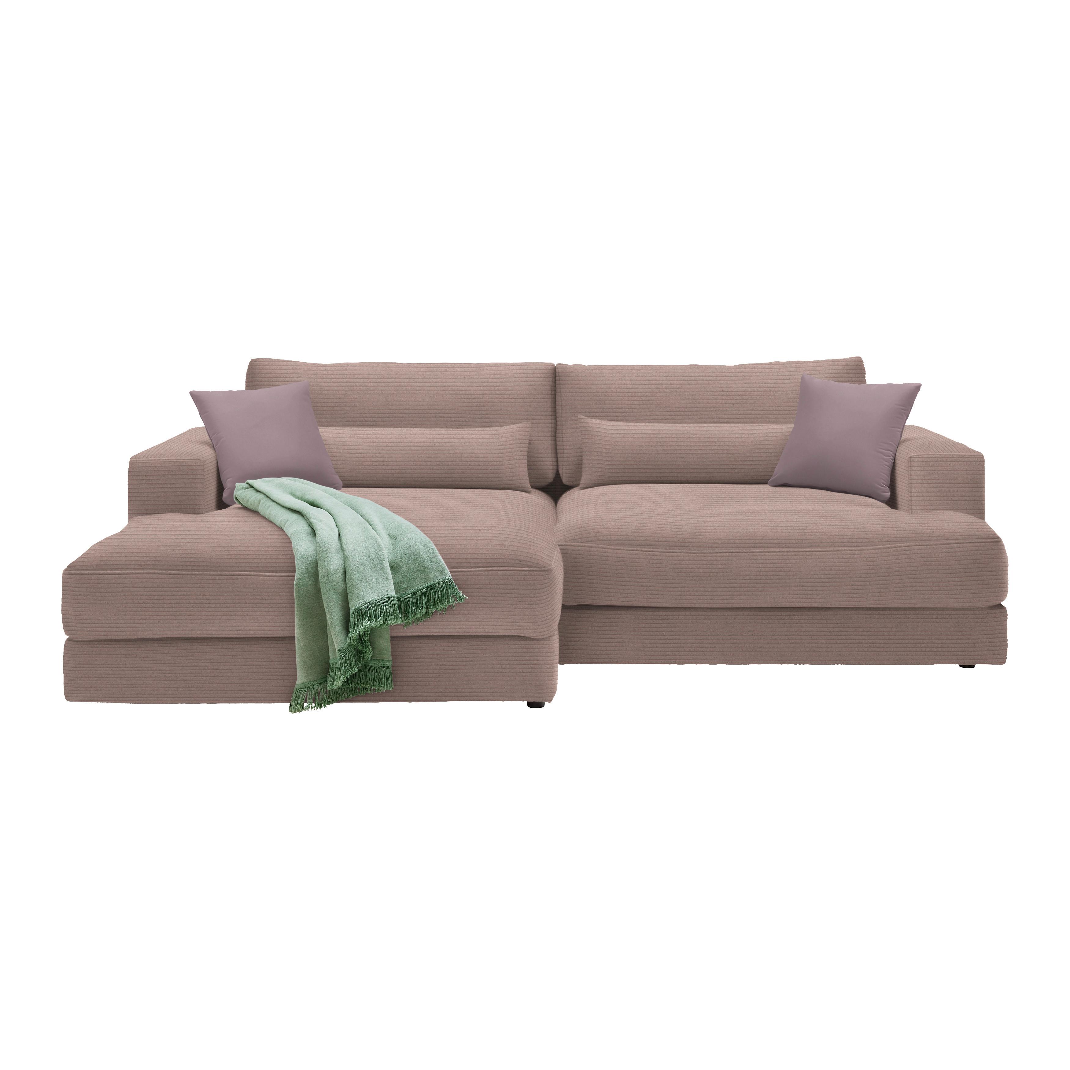 Ecksofa Fabiona links Flieder - Flieder/Schwarz, MODERN, Holz/Kunststoff (194/85/268cm) - Premium Living