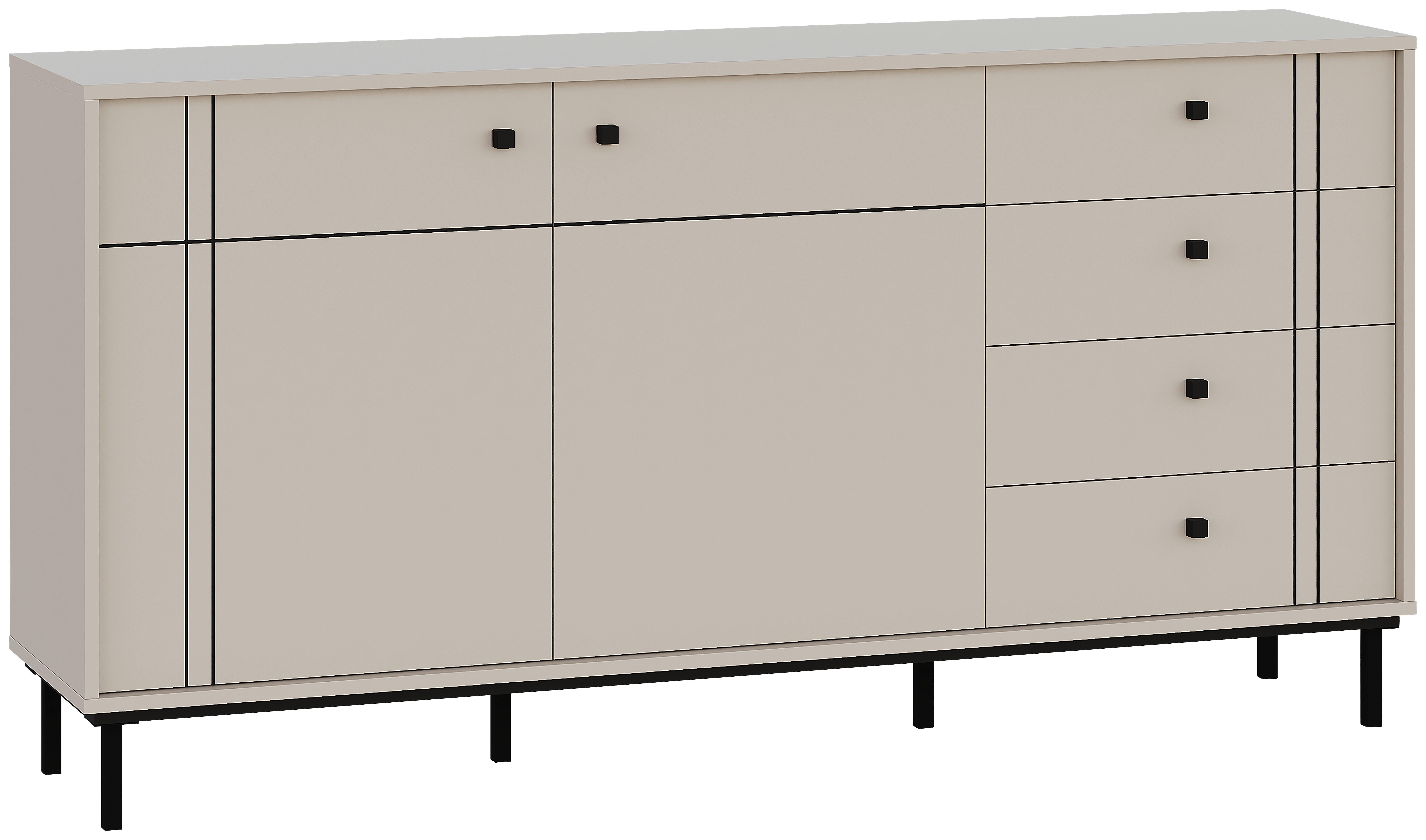 KOMODA SZEROKA CROSSROAD - czarny/kaszmir, Modern, materiał drewnopochodny/tworzywo sztuczne (160,2/81,8/37cm) - Carryhome