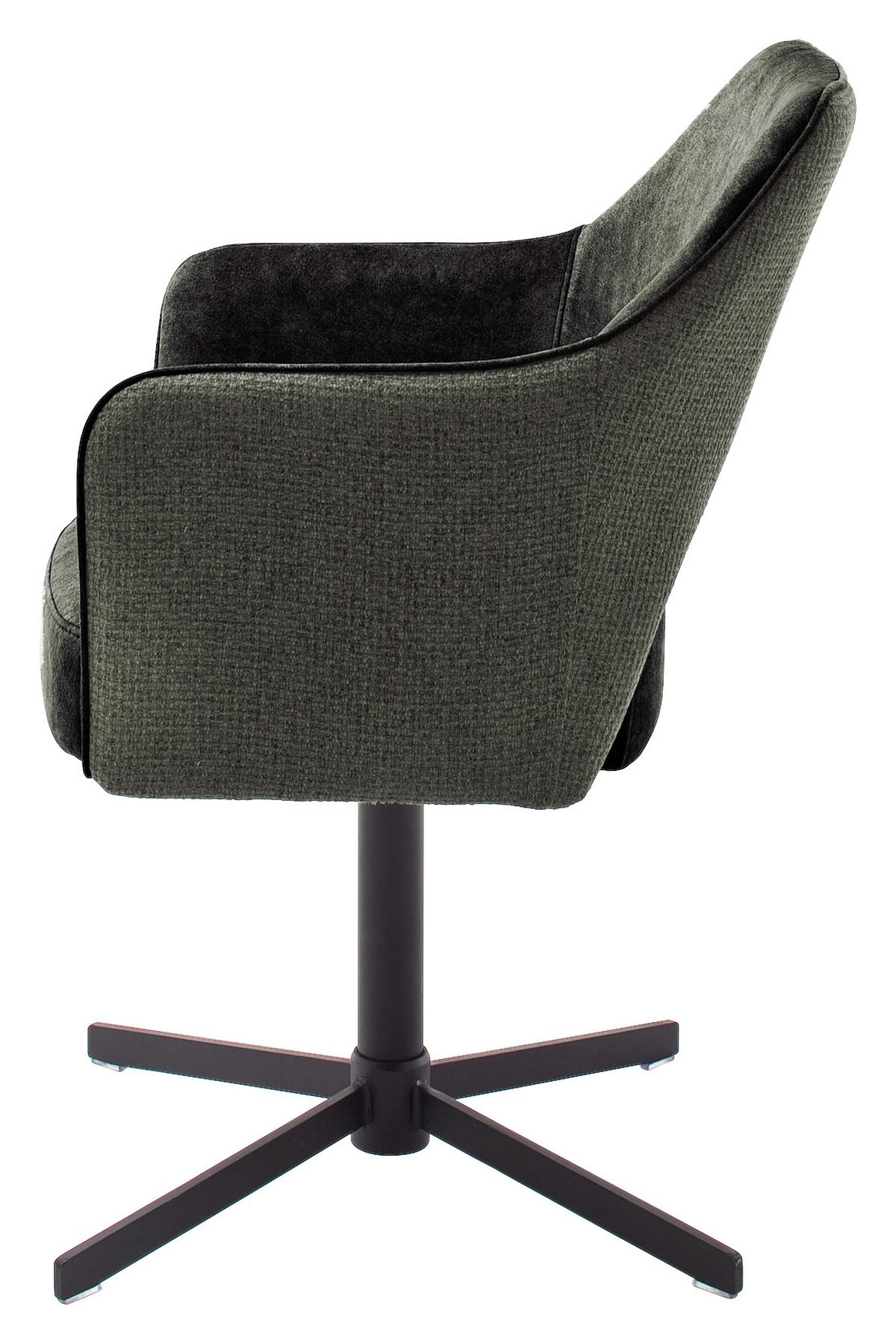 Armlehnstuhl Valletta in Olivgrün/Schwarz - Schwarz/Olivgrün, Konventionell, Textil/Metall (61/85/60cm) - Premium Living