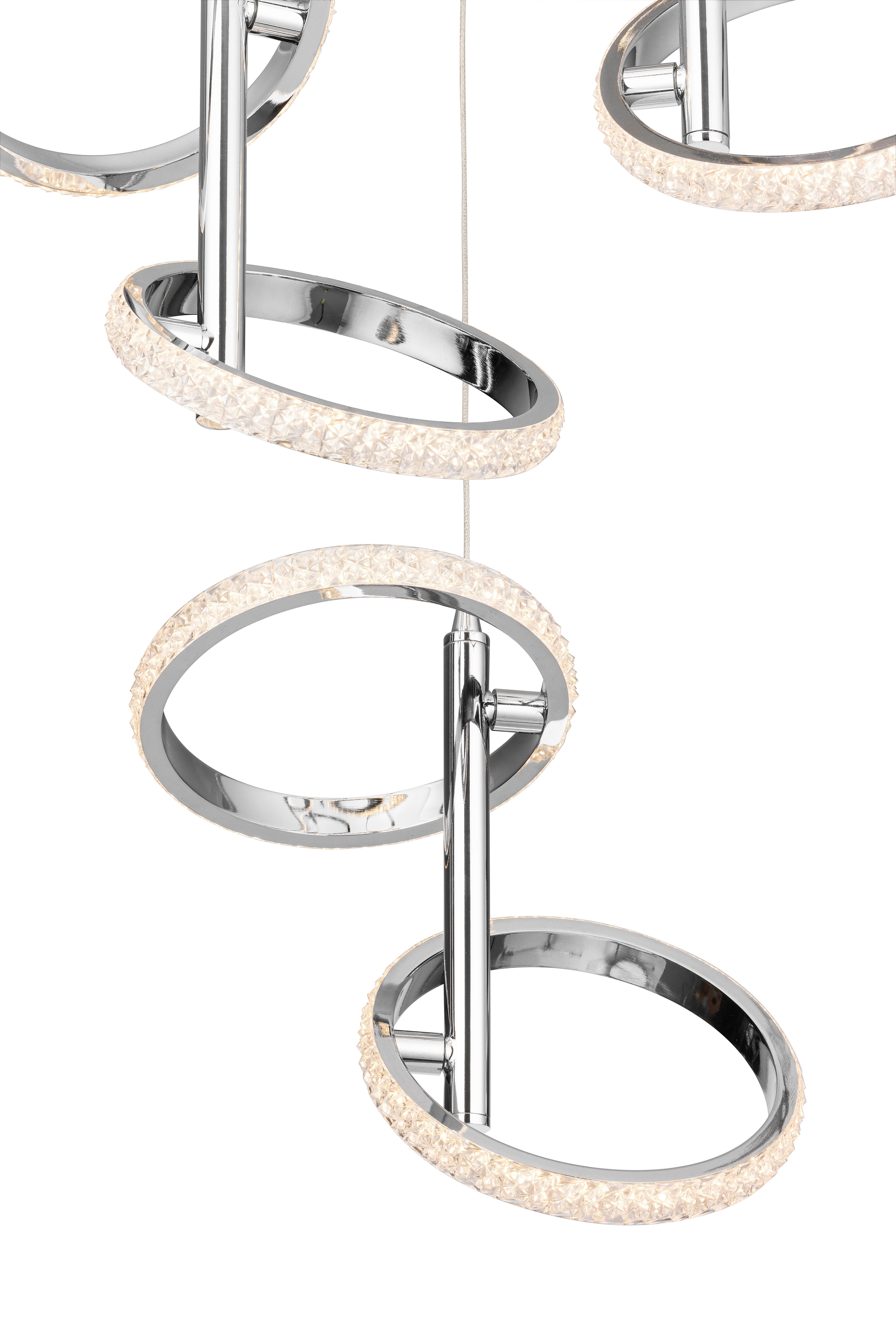 LED-HÄNGLAMPA RONG - kromfärg, Modern, metall/plast (45,5/45,5/120cm)