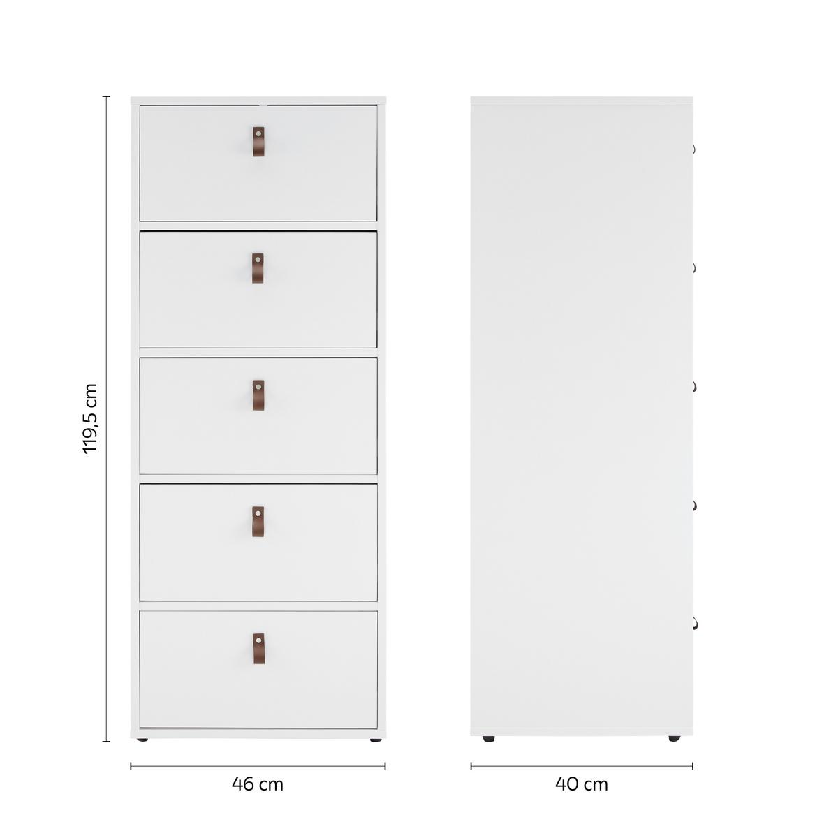 Kommode "Mick", weiß, MDF - Schwarz/Braun, MODERN, Kunststoff (46/119,5/40cm) - Bessagi Home