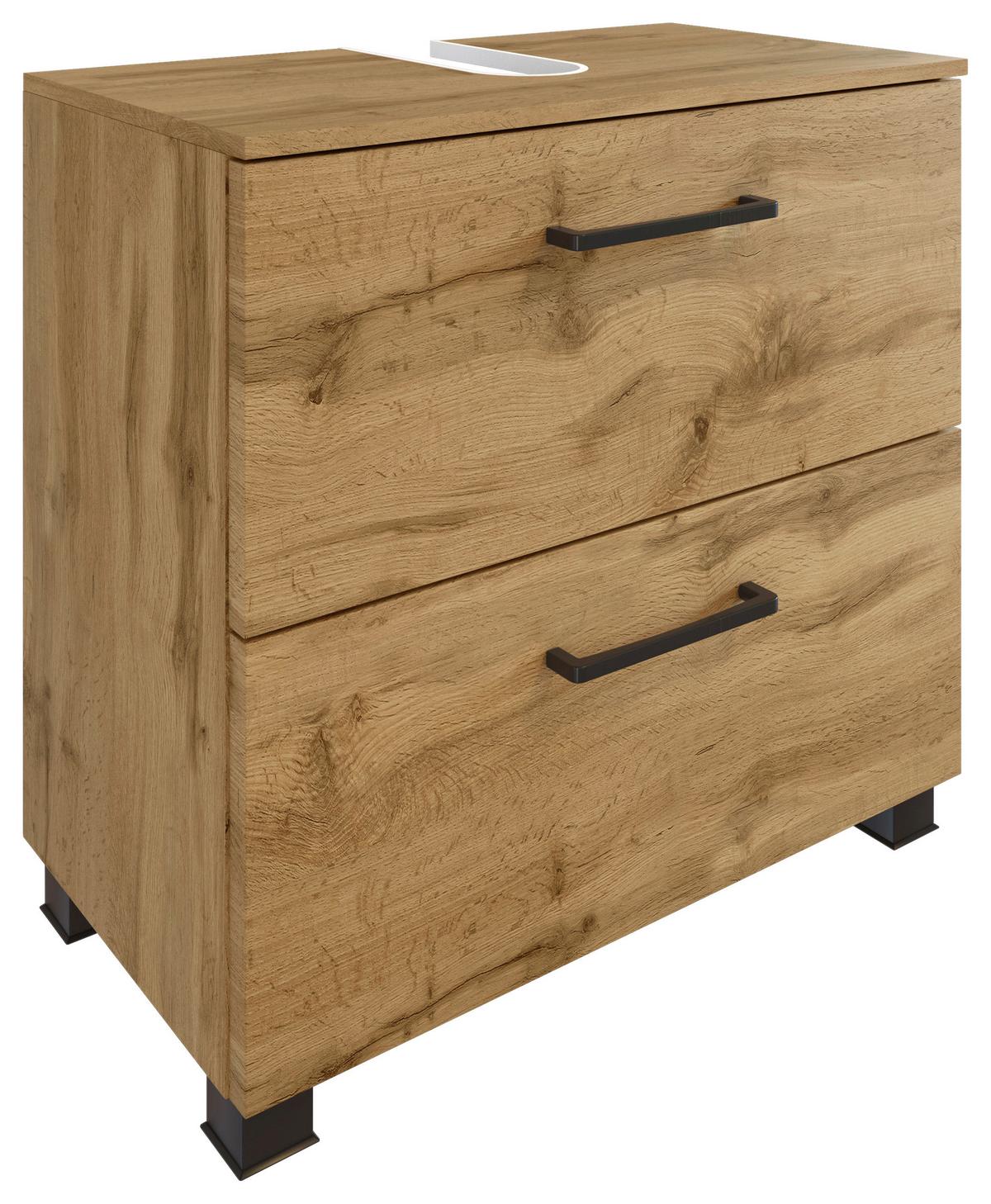 Waschbeckenunterschrank Manchester ca. 60x59 cm Eiche - Eichefarben/Schwarz, MODERN, Holzwerkstoff/Metall (60/59/35cm) - Held