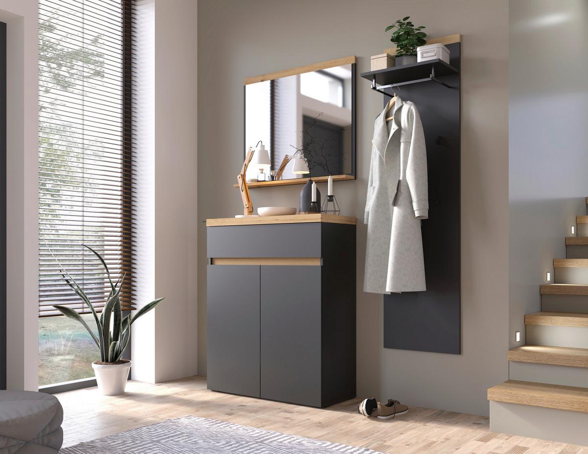 Komoda Pepe - hrast Artisan/antracit, Trend, drvni materijal/plastika (85/106/37cm) - Modern Living