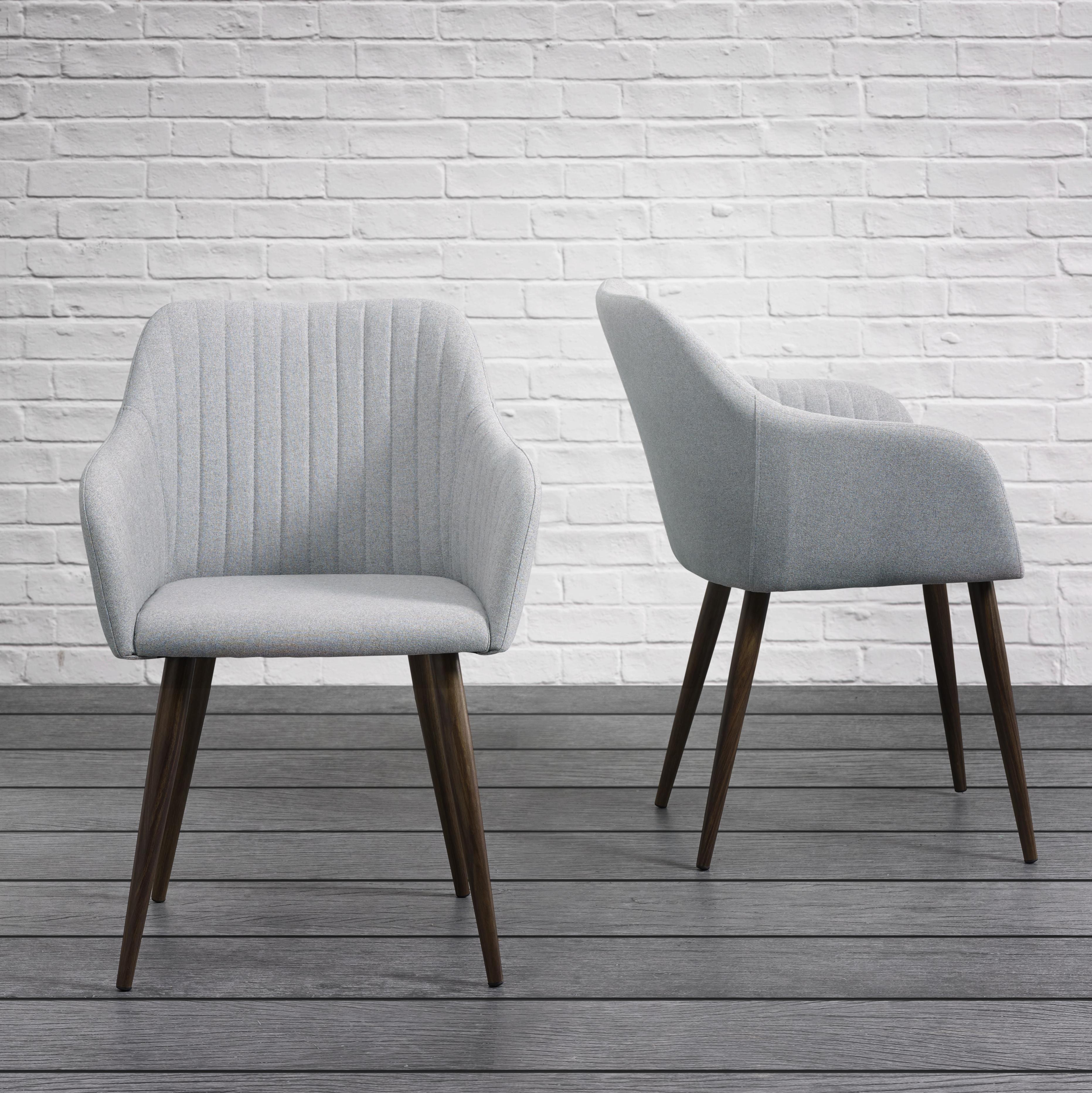 Armlehnstuhl in Hellgrau 'Nicola' - Dunkelbraun/Hellgrau, MODERN, Holz/Textil (58/82,5/61,5cm) - Bessagi Home