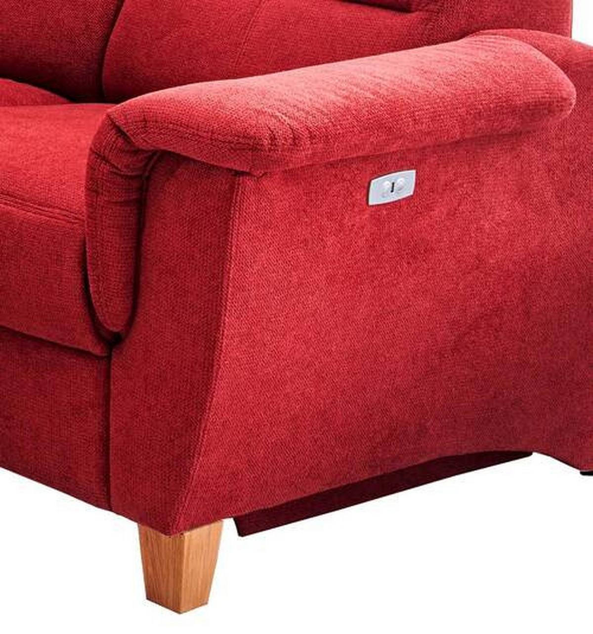 Ecksofa Parole Rot Struktur + USB-Anschluss - Wildeiche/Rot, KONVENTIONELL, Holz/Textil (238/241cm) - Livetastic