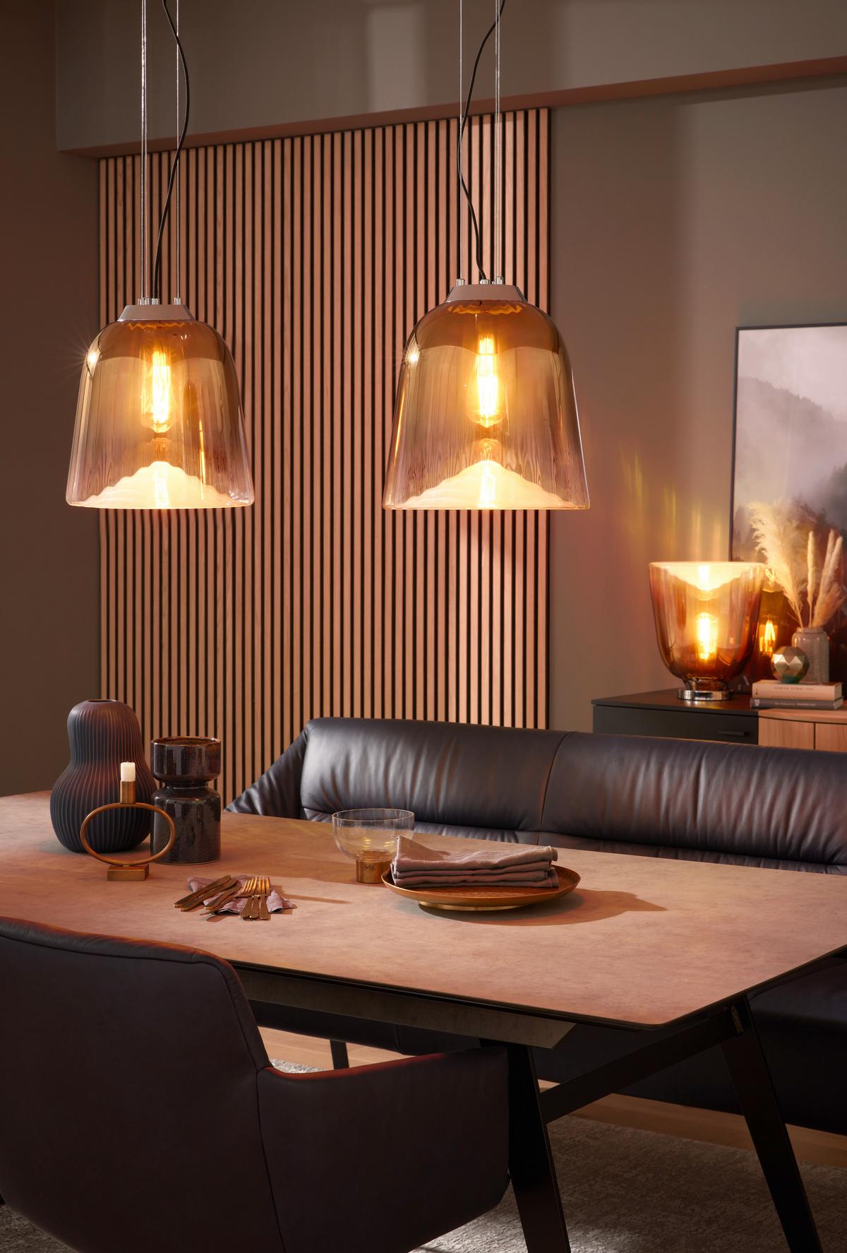 LAMPA WISZĄCA 74131 - FIORI - kolor złoty/kolor chromowy, Basics, metal/szkło (30/34cm) - Musterring