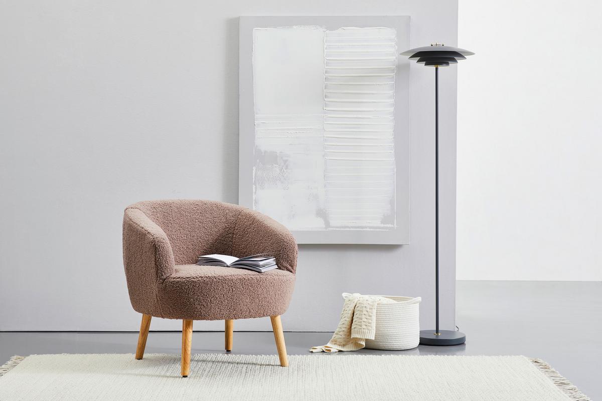 FOTEL KRANJ - écru/taupe, Design, drewno/tkanina (72/71/74cm) - MID.YOU