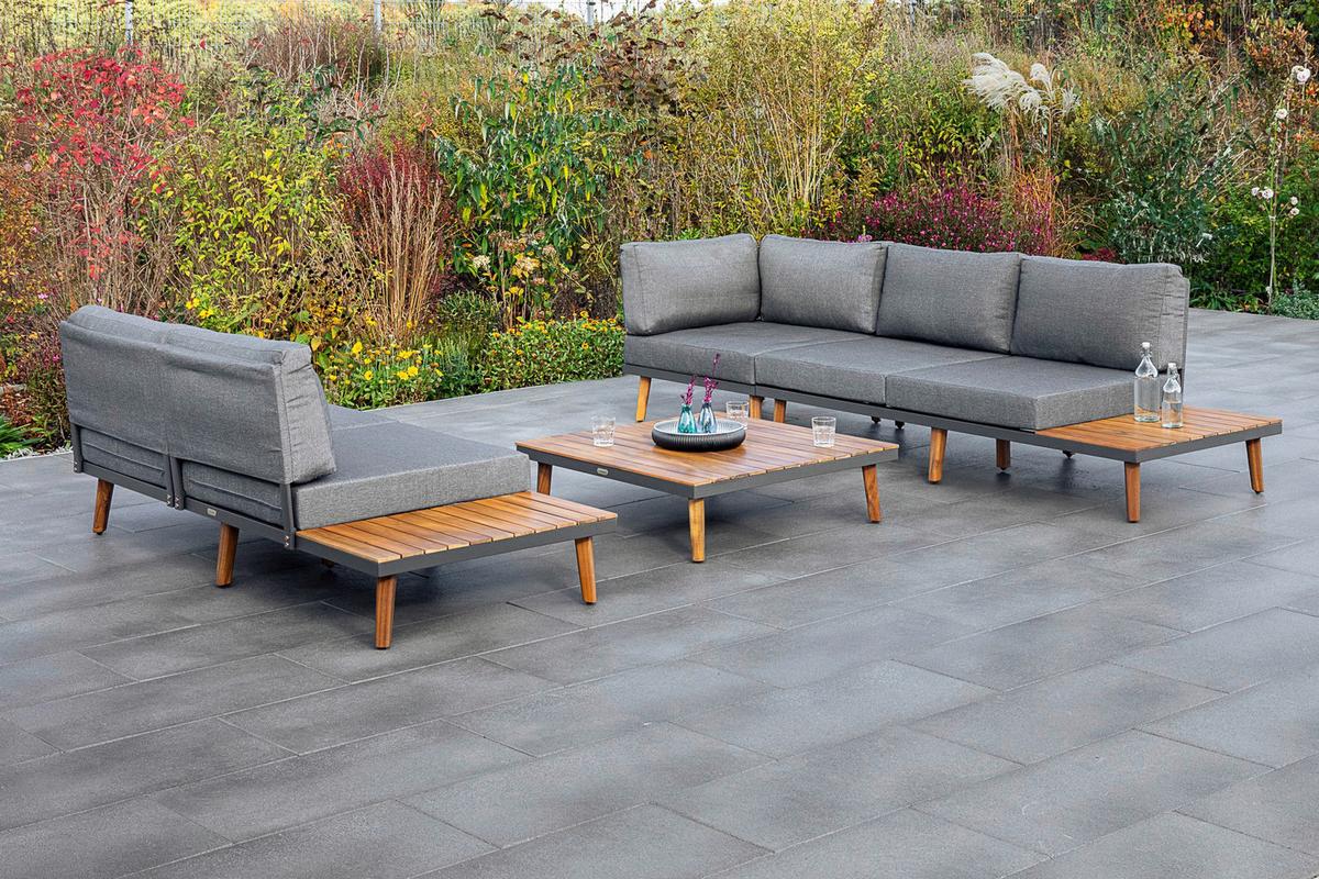 Lounge Garnitura Athen, Masivno - siva/barve grafita, Konvencionalno, kovina/tekstil (287,5/28/287,5cm) - Gardenson