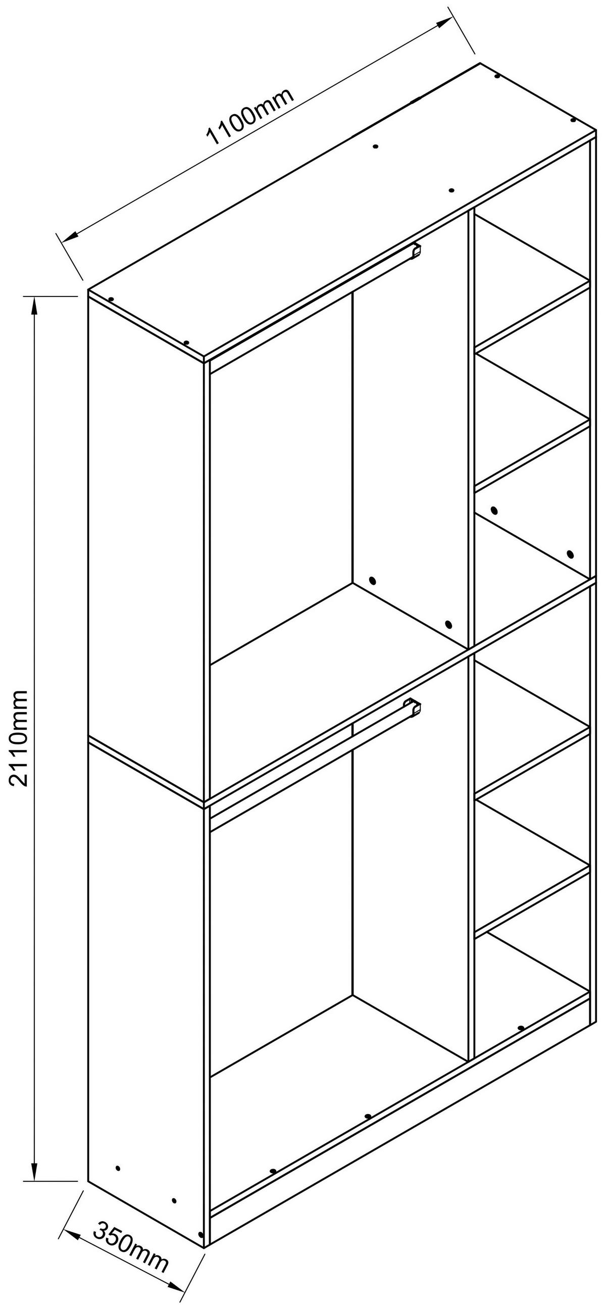 KLEIDERSCHRANK PALOSA XL - Weiss, Design, Holzwerkstoff (110/211/35cm) - MID.YOU