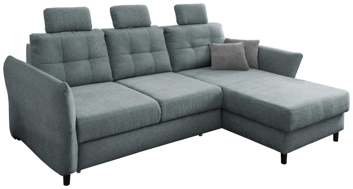 Wohnlandschaft Brizzini Mintgrau Chenille - Mintgrau/Blau, MODERN, Holz/Textil (250-280/176cm) - Livetastic