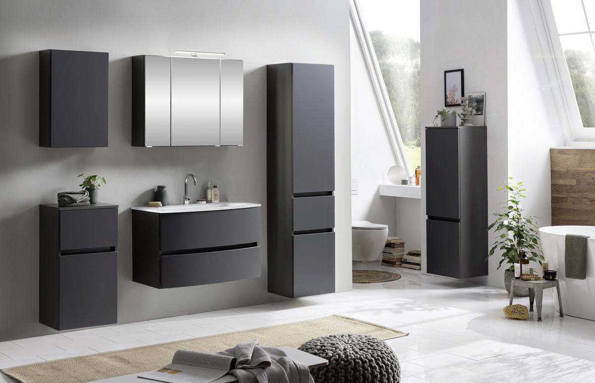 Hochschrank Kopenhagen B: 40 cm Graphitfarben - Silberfarben/Grau, KONVENTIONELL, Holzwerkstoff/Kunststoff (40/180/35cm) - Held