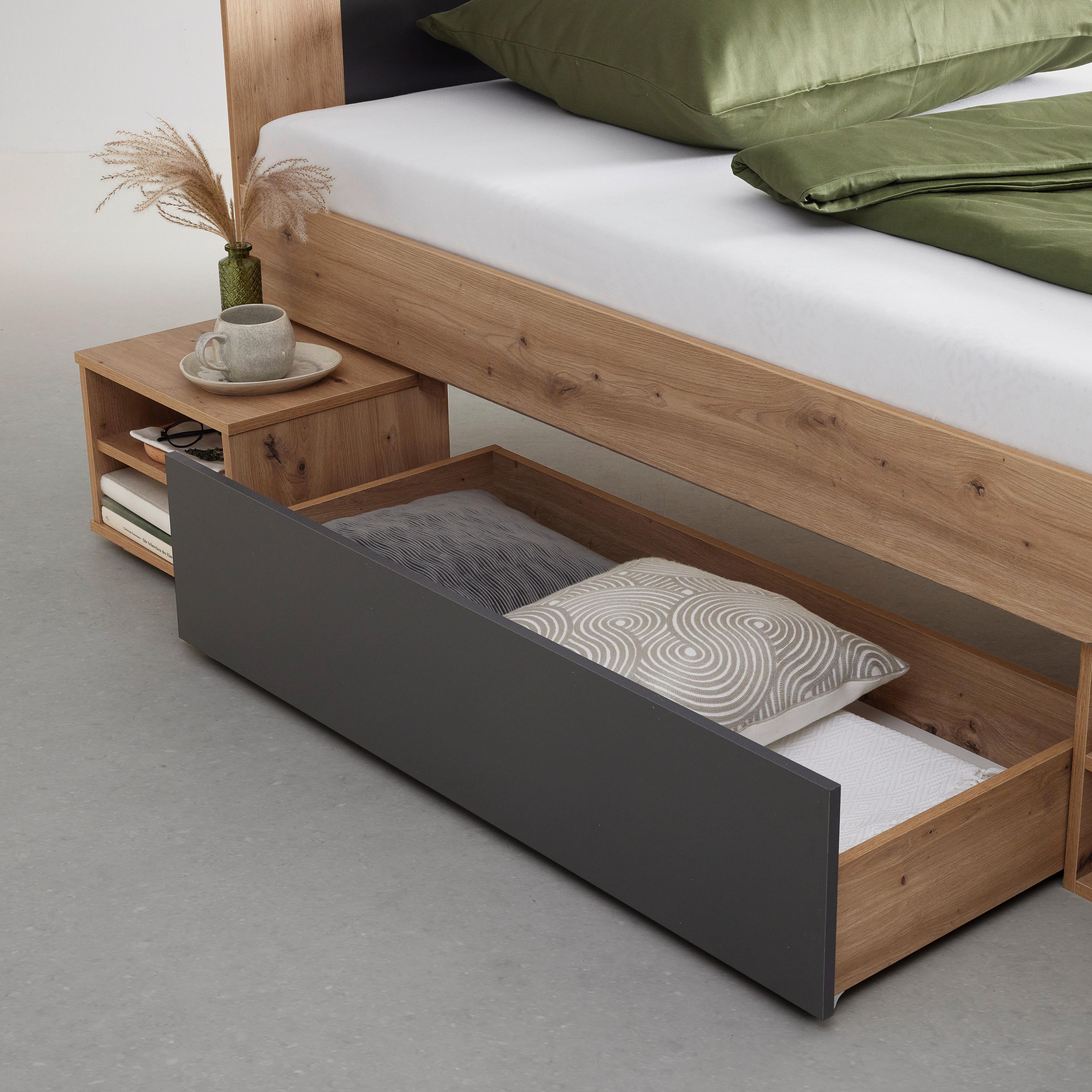 SÄNG AZURRO 2-120 - ek Artisan/antracit, Modern, trämaterial (120/200cm) - Mömax