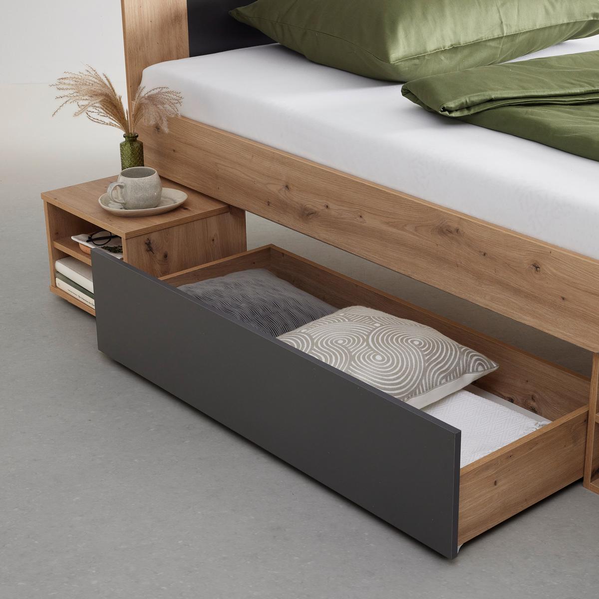 Bett Azurro 2-120 Anthrazit/Eiche Artisan - Anthrazit/Eiche Artisan, MODERN, Holzwerkstoff (120/200cm) - Mömax