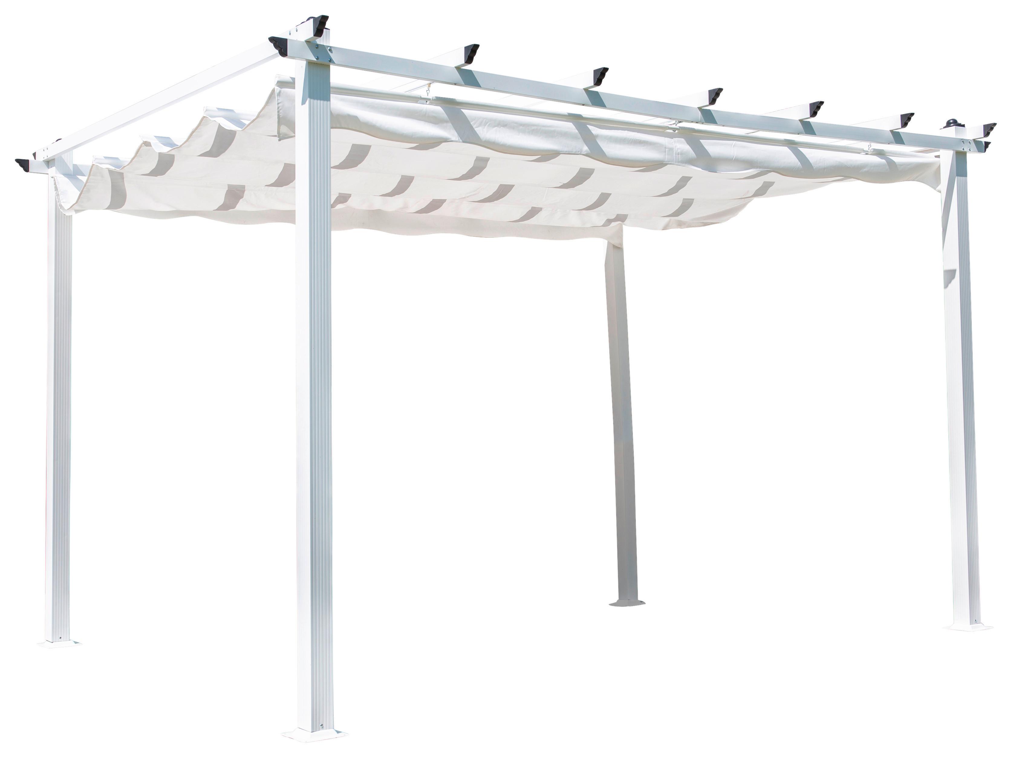Pergola Lazio ca. 395x245x295 cm Weiß - Weiß, KONVENTIONELL, Textil (395/245/295cm) - Gardenson
