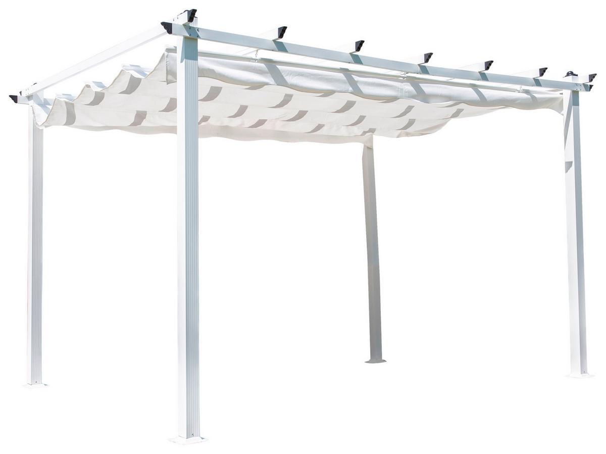 Pergola Lazio ca. 395x245x295 cm Weiß - Weiß, KONVENTIONELL, Textil (395/245/295cm) - Gardenson