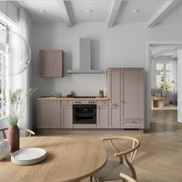 Küchenleerblock Frame Low o. Geräte Beigebraun - Edelstahlfarben/Eichefarben, MODERN, Holzwerkstoff/Metall (270cm) - Nobilia
