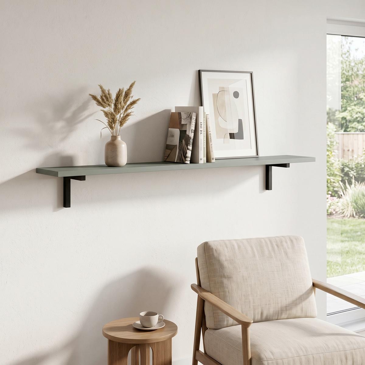 Zidna Polica Pozzi - sivo-zelena, Trend, drvni materijal (120/13,6/20cm) - Modern Living