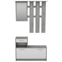 Garderobe Tamina, Grau/Weiß - Weiß/Grau, MODERN, Glas/Holzwerkstoff (97/190/25cm) - MID.YOU