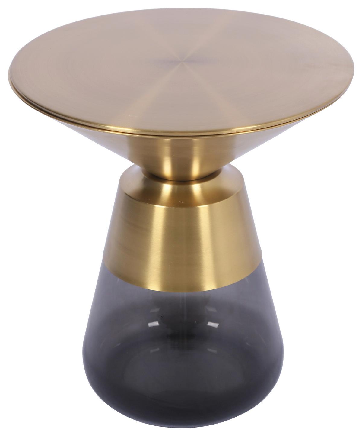 Kisasztal Baily - aranyszínű/szürke, Romantik / Landhaus, üveg/fém (48/54,5cm) - Premium Living