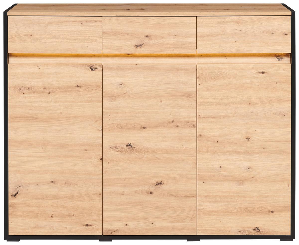 Comodă Welcome - stejar Artisan/negru, Modern, material pe bază de lemn (130,5/109/38cm) - Modern Living