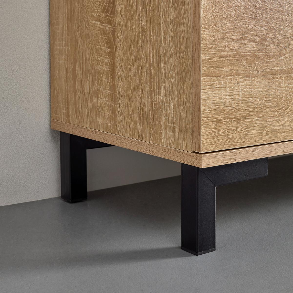 Sideboard Lori Eichefarben MDF - Eichefarben/Schwarz, MODERN, Metall (120/70/35cm) - Bessagi Home
