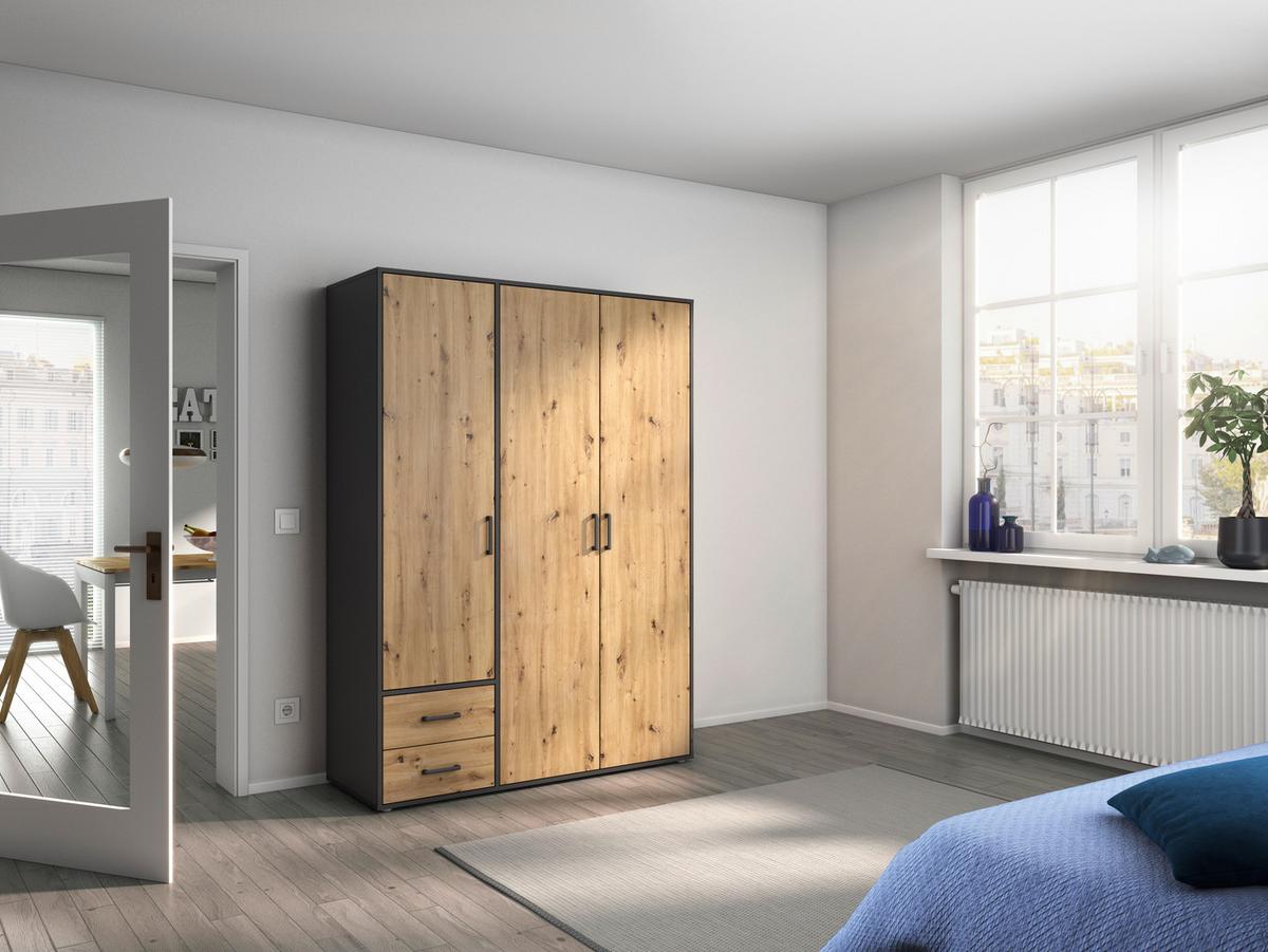 DULAP USI ROTATIVE VOYAGER - stejar Artisan/gri, Modern, material pe bază de lemn (140/194/53cm) - Modern Living