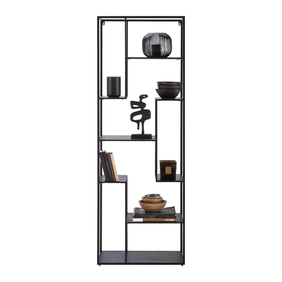 Polica Matea Ii - crna, Moderno, drvni materijal/metal (60/170/33cm) - Modern Living