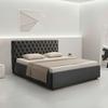 LIT REMBOURRÉ KATAR -EXKLUSIV- - noir/anthracite, KONVENTIONELL, textile (200/200cm) - Mömax