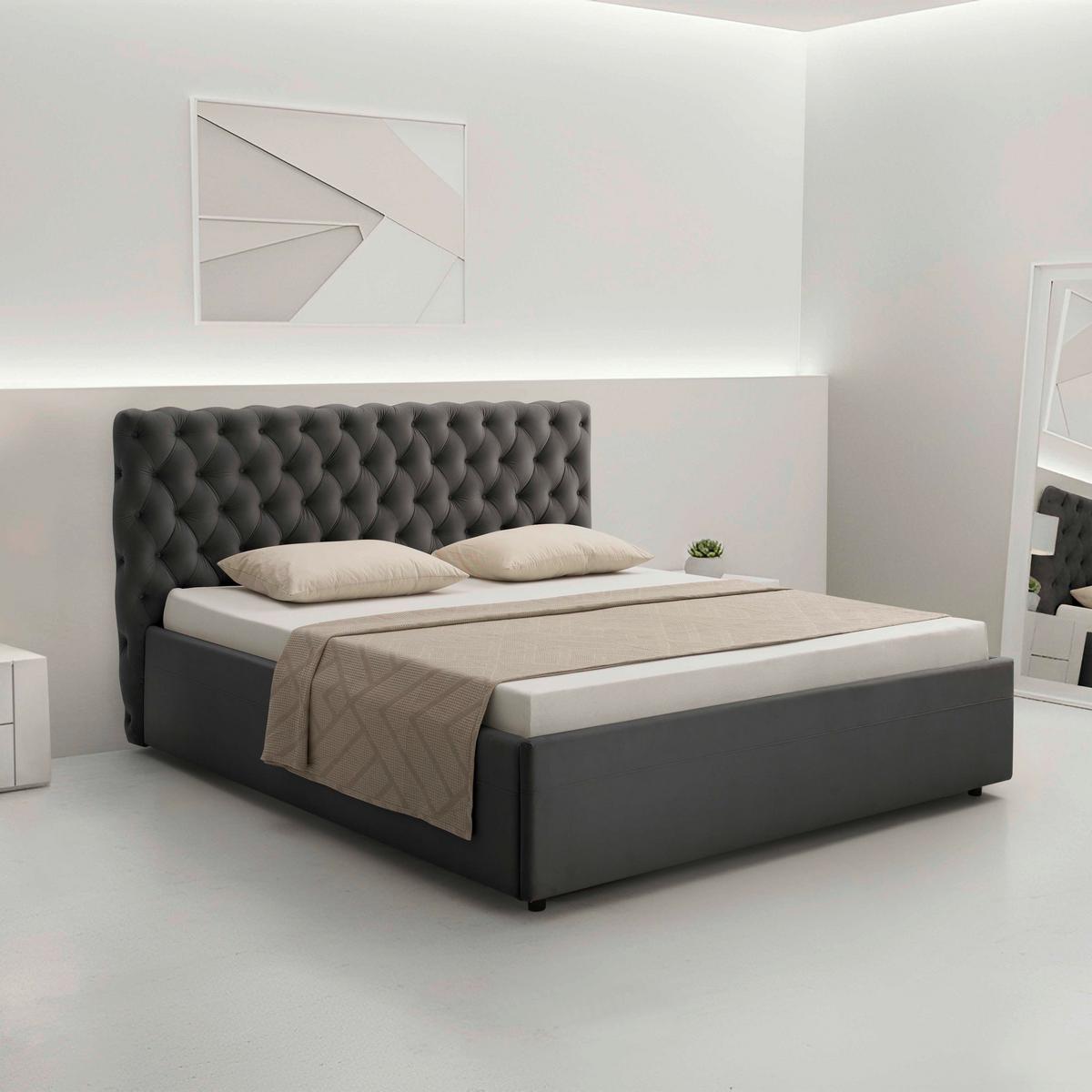 Polsterbett Katar Schwarz ca. 200x200cm - Anthrazit/Schwarz, KONVENTIONELL, Textil (200/200cm) - Mömax