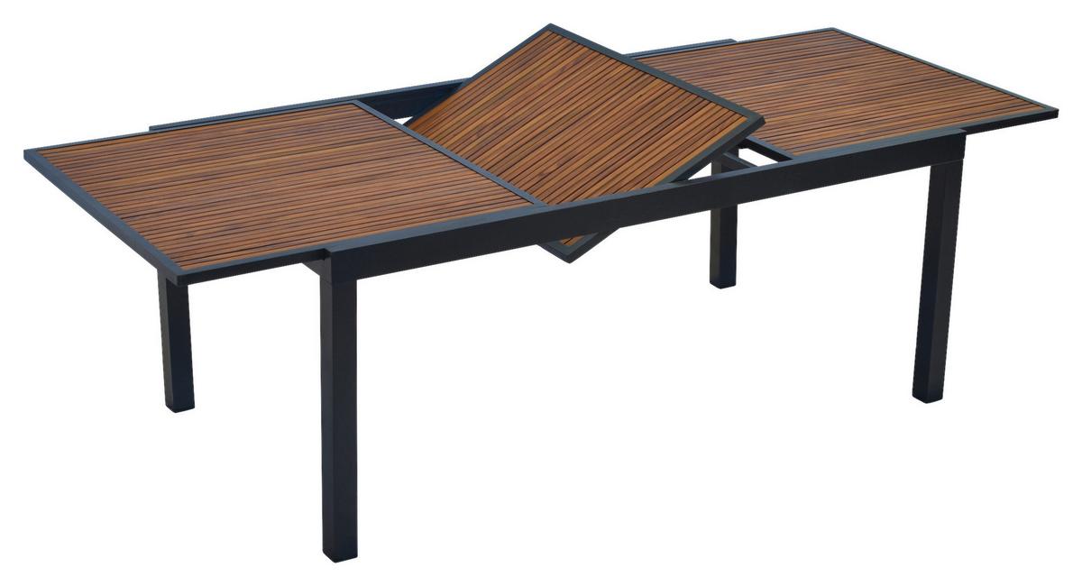 Gartentisch "Paxos" Graphit/ Naturfarben ca. 180x75x100cm - Graphitfarben/Naturfarben, MODERN, Holz/Metall (180-240/100/75cm) - Gardenson