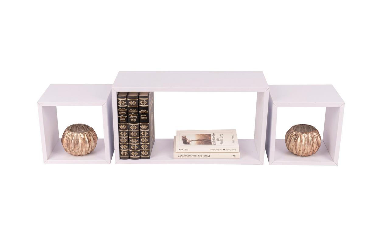 Wandregal B422077-3 Hannah - Weiss, Basics, Holzwerkstoff (42/19/19/23/19/19/15/15/15cm) - Globo