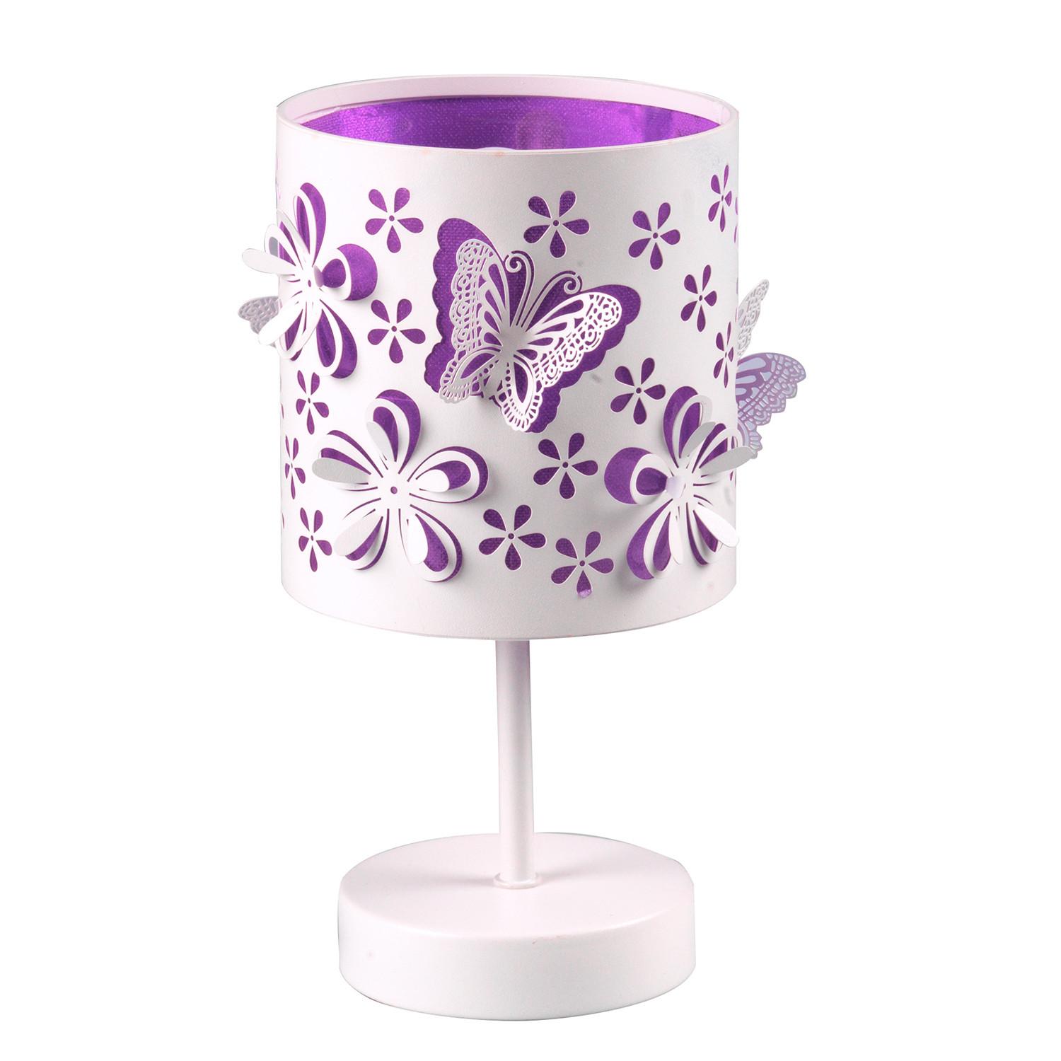 Kindertischleuchte Titilla Weiß/Flieder max. 6 Watt - Flieder/Weiß, LIFESTYLE, Textil/Metall (15/15/22cm)