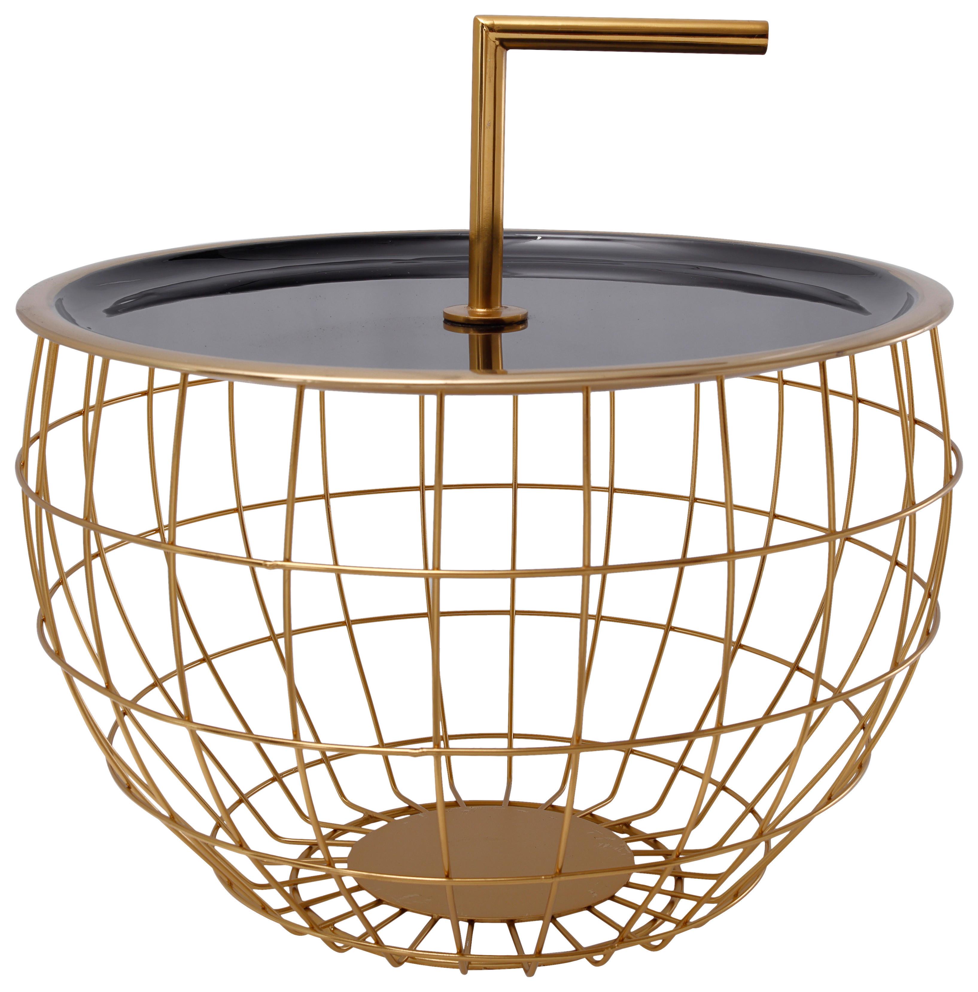 BEISTELLTISCH ART DECO 545 SCHWARZ - Goldfarben/Schwarz, Design, Metall (42,5/42,5/29cm) - Kayoom