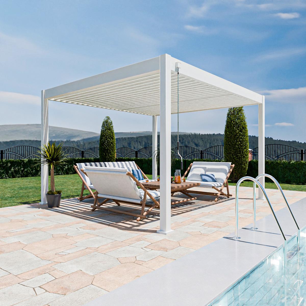 Pergola Superior, Bela, 3,6x4m - bela/visoki sijaj, Basics, kovina (360/255/400cm) - Gardenson