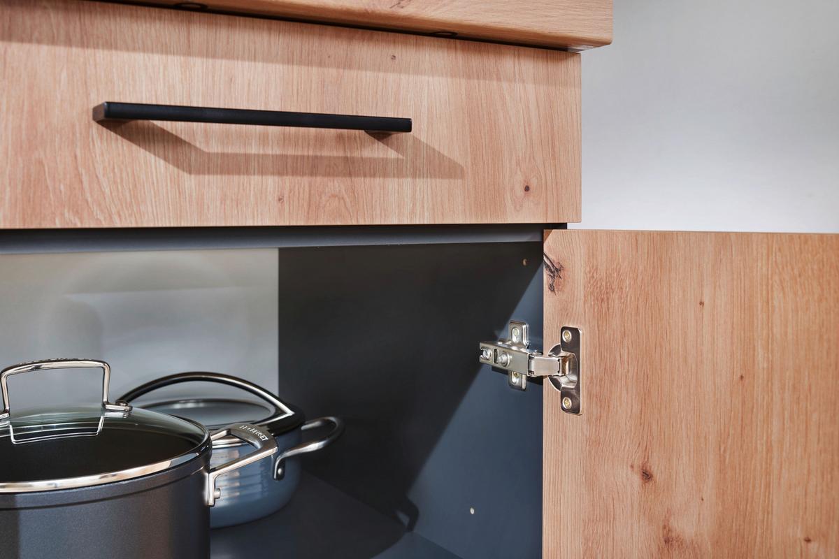 Buffet Oliver Eiche/Grau - Schwarz/Eiche Artisan, Trend, Holzwerkstoff/Metall (100/200/60cm) - Respekta