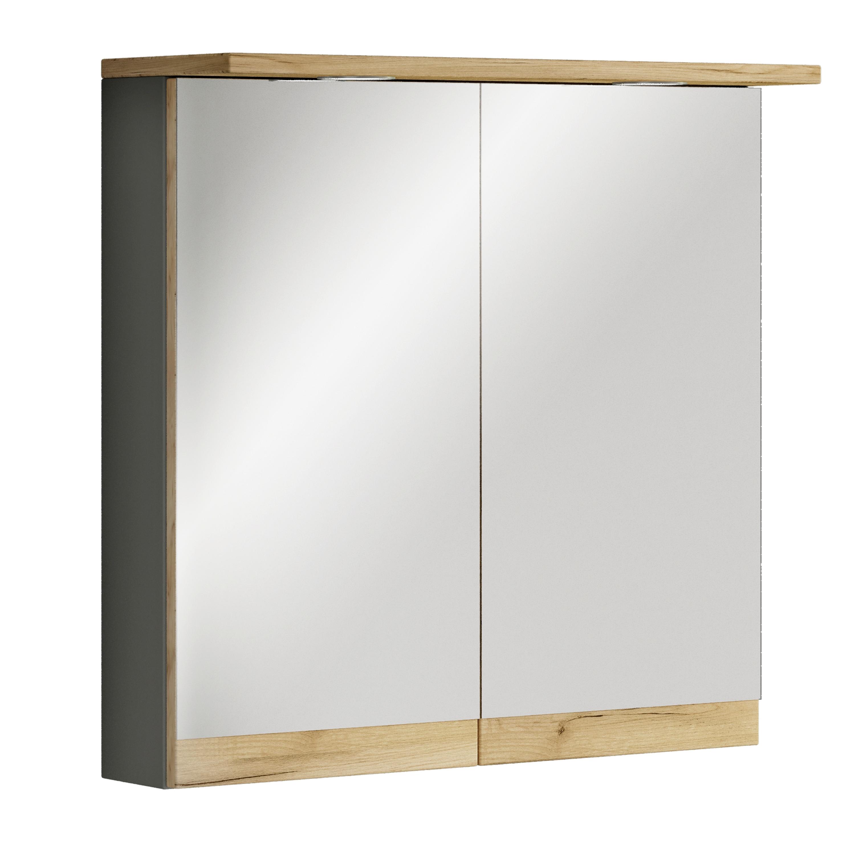 Spiegelschrank Cosila - Honigeiche/Anthrazit, Trend, Glas/Holzwerkstoff (60/59/23cm) - MID.YOU