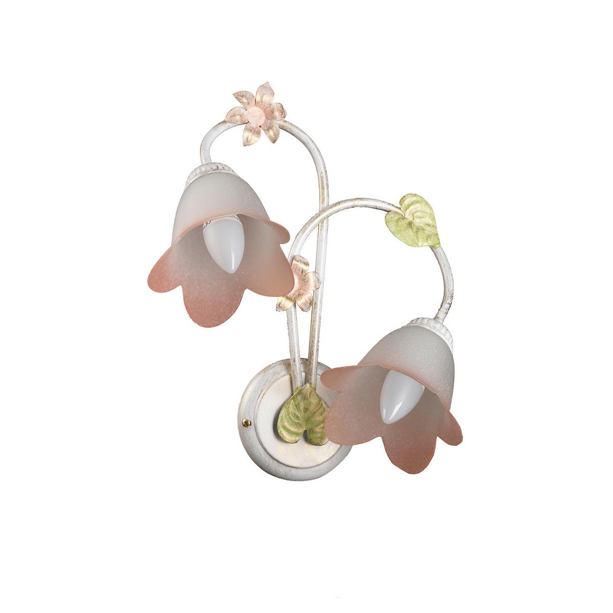 Wandleuchte Botton d'oro Weiß/Pink max. 6 Watt - Weiß, ROMANTIK / LANDHAUS, Glas/Metall (30/25/40cm)