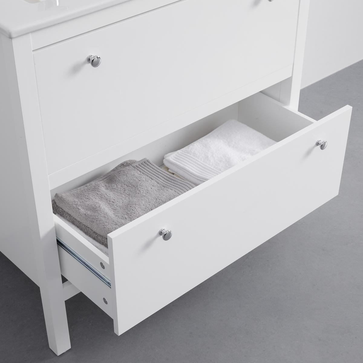 Waschbeckenunterschrank Ginevra Weiß ca. 80x80x46 cm - Silberfarben/Weiß, MODERN, Metall (80/80/46cm) - Bessagi Home