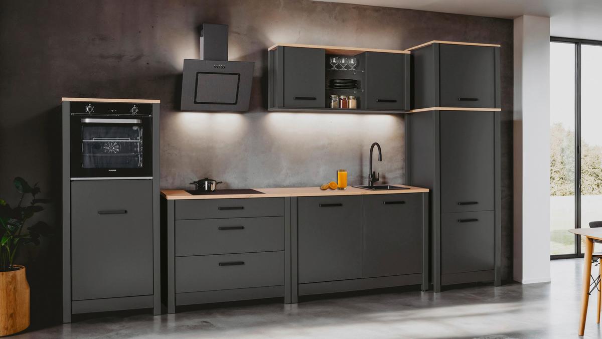 Geräteumbauschrank Venet, Anthrazit/Artisan Eiche - Anthrazit/Schwarz, ROMANTIK / LANDHAUS, Holzwerkstoff/Metall (70/167/60cm) - Mömax