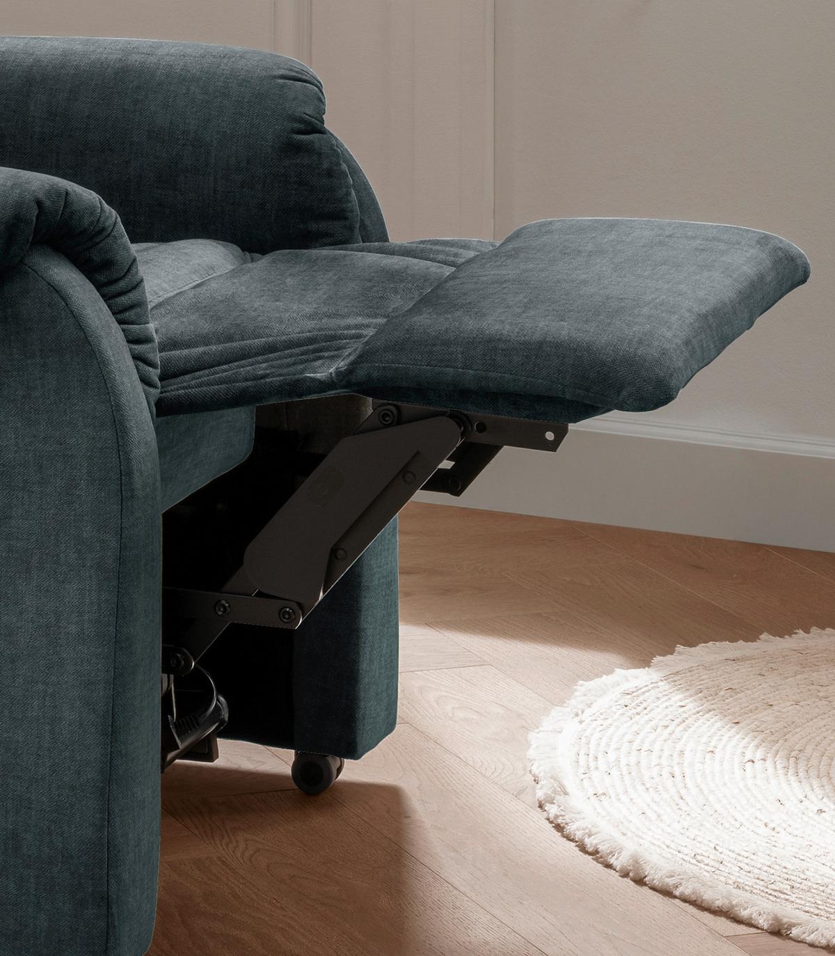 Fernsehsessel Nino Dunkelblau Velours - Schwarz/Dunkelblau, Design, Kunststoff/Textil (78/107/93cm) - Livetastic