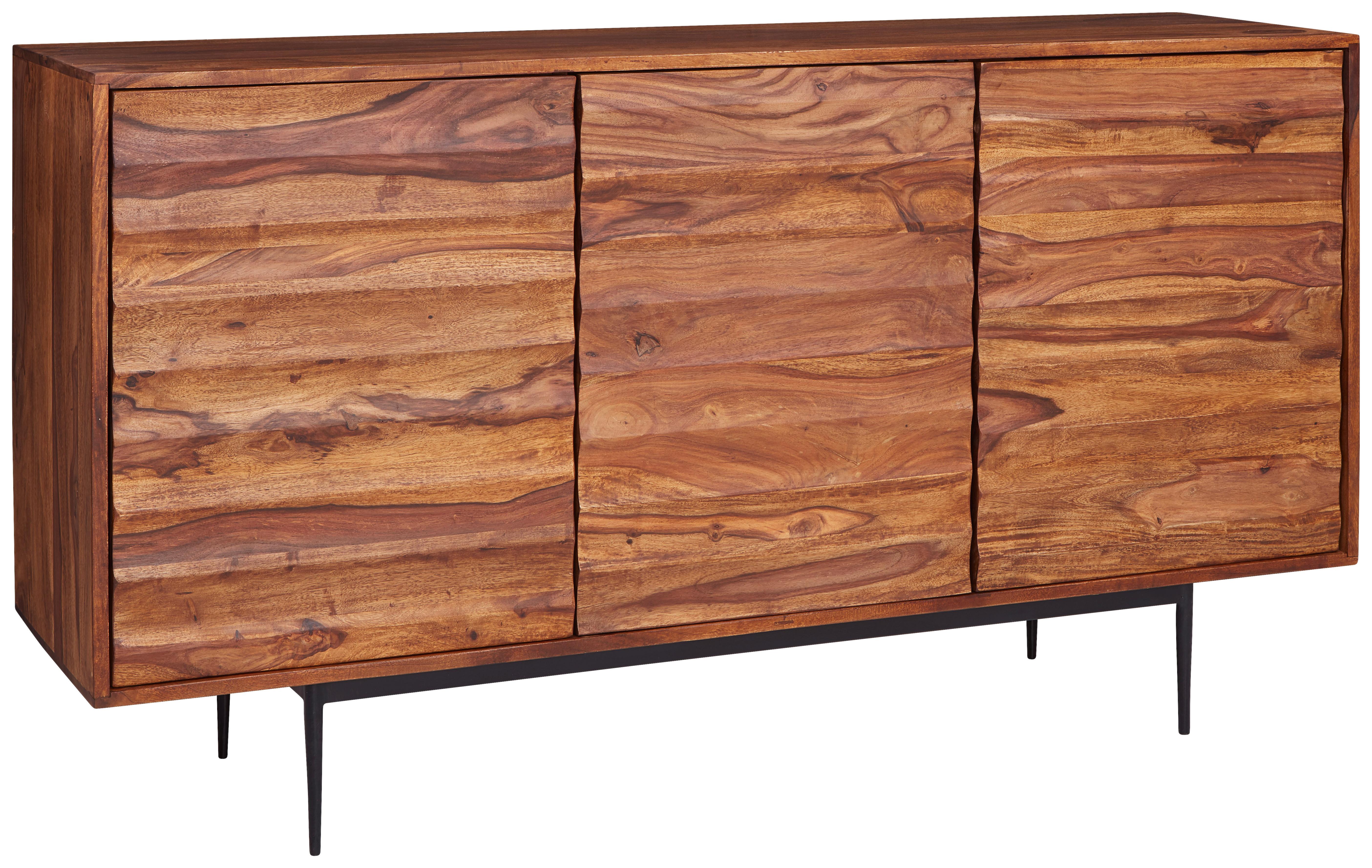 Komoda Mumbai, Pravi Les - črna/barve indijskega rožnega lesa, Design, kovina/les (150/81/41cm) - MID.YOU